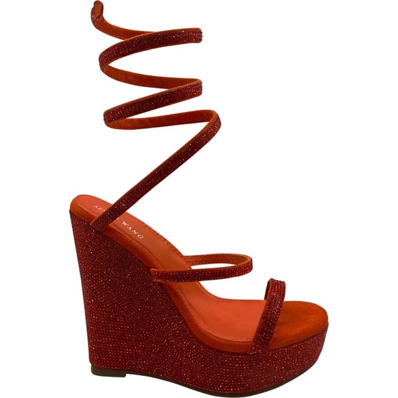 Azalea Wang Orange Cosmo Platform Wedge Sandal, 7M - Picture 4 of 13
